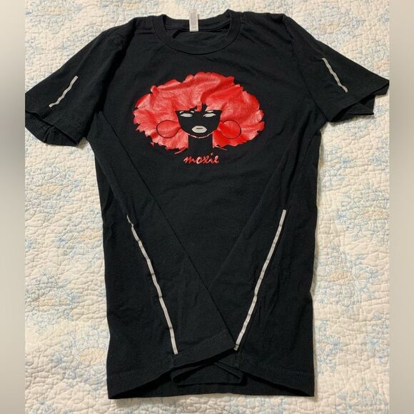 Black Red Afro Moxie Graphic Short Sleeve T-Shirt Small #682 - Picture 2 of 5